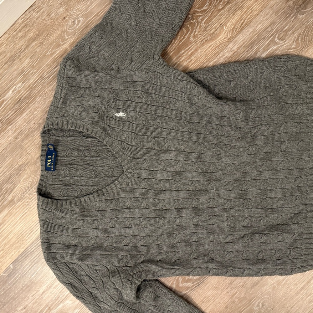Grey silver metallic polo ralph Lauren knit crewneck